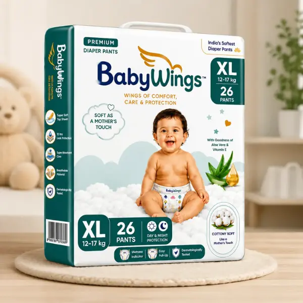 BabyWings Premium Diaper Pants – XL (12–17 kg) | 26 Pants