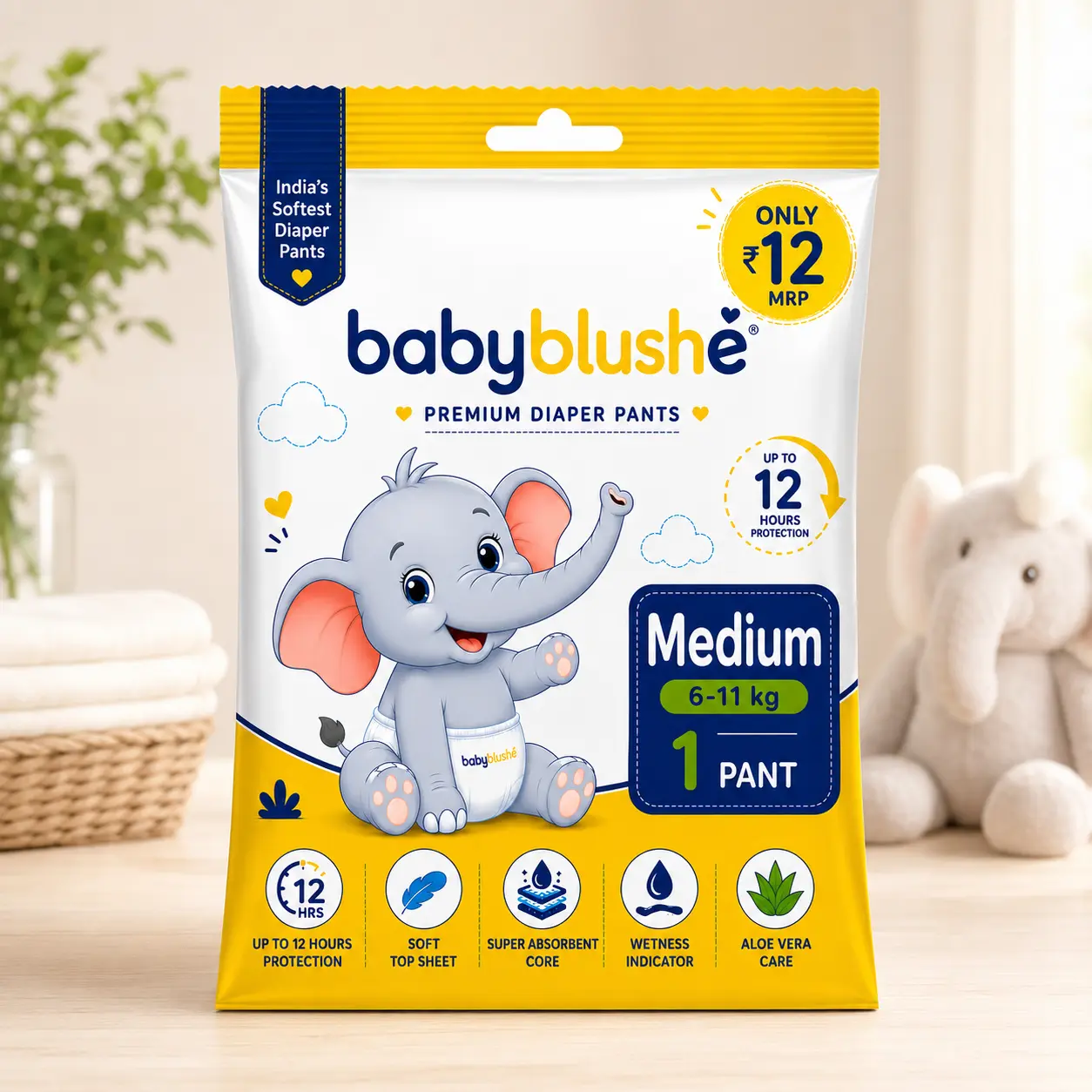 Babyblushe Premium Diaper Pants – Medium, 6–11 kg