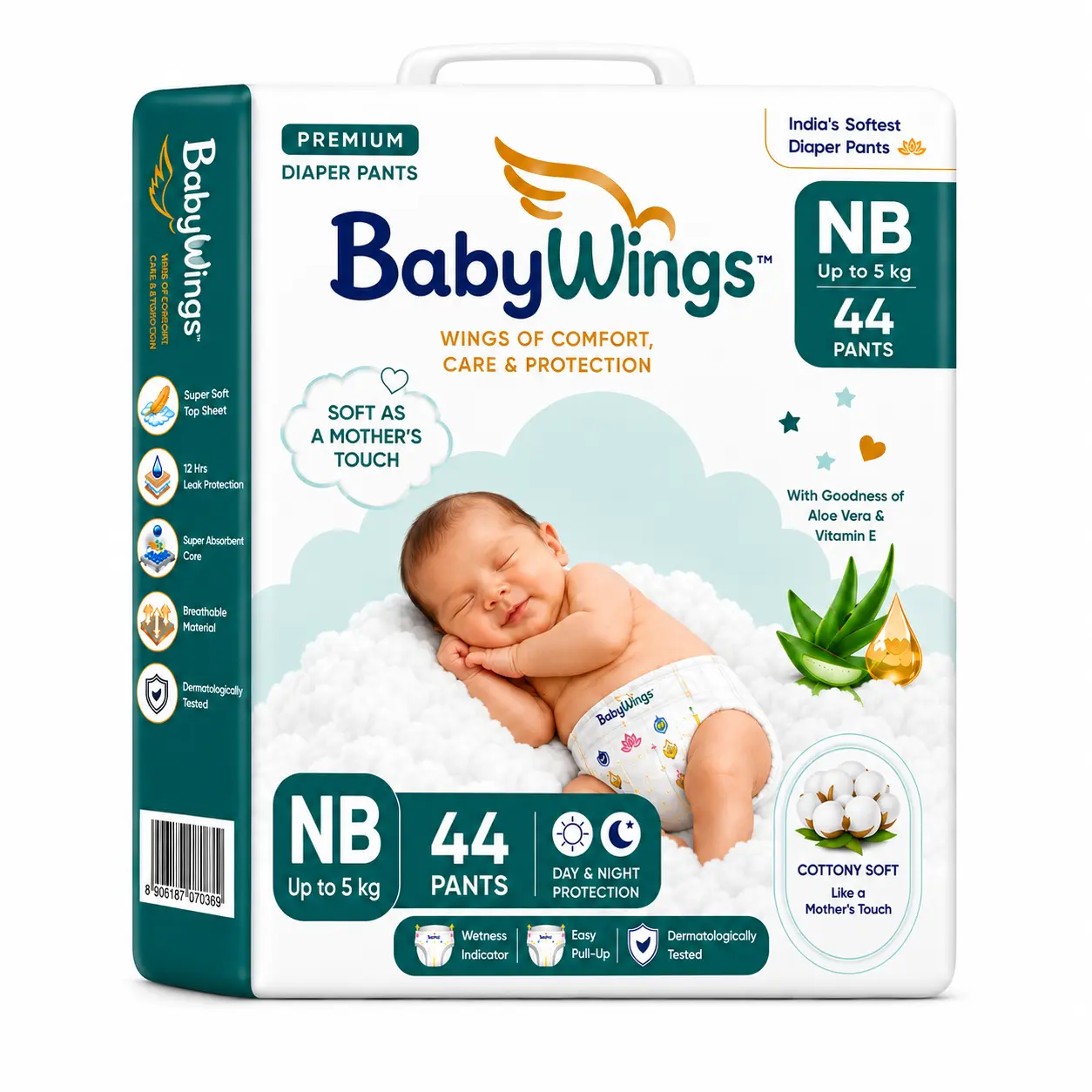 BabyWings Premium Diaper Pants – New Born (NB) | Up to 5 kg | 44 Pants