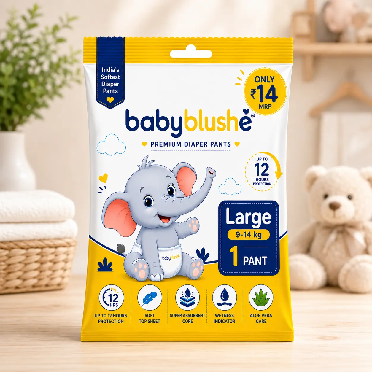 Babyblush Premium Diaper Pants – Large, 9–14 kg