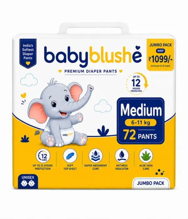 Babyblushé Premium Diaper Pants Medium (6–11 kg) Jumbo Pack – 72 Pants