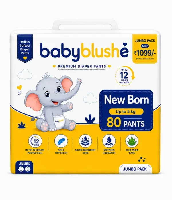 Babyblushé Premium Diaper Pants New Born (Up to 5 kg) Jumbo Pack – 80 Pants