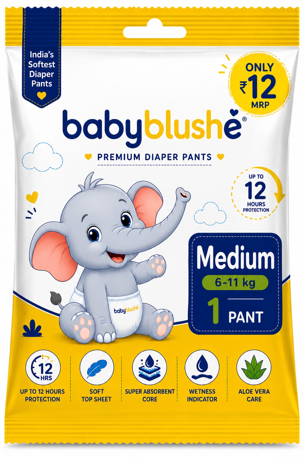 Babyblushé Premium Diaper Pants Medium (6–11 kg) – 1 Pant