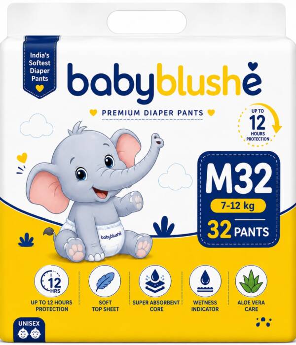 Babyblushé Premium Diaper Pants M32 (7–12 kg) – 32 Pants