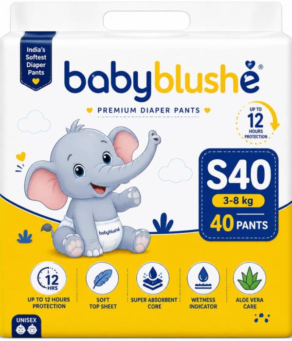 Babyblushé Premium Diaper Pants S40 (3–8 kg) – 40 Pants